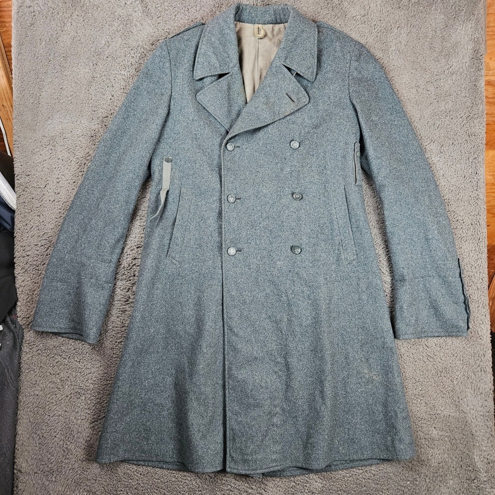 Swiss‎ Military Wool Trench Double Breasted Overcoat Size 50 AA
